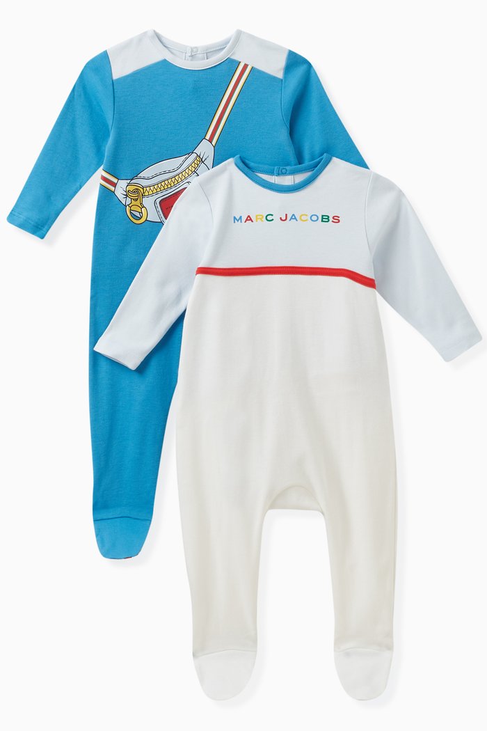 

Colour-block Sleepsuits in Cotton, Set of 2, Blue