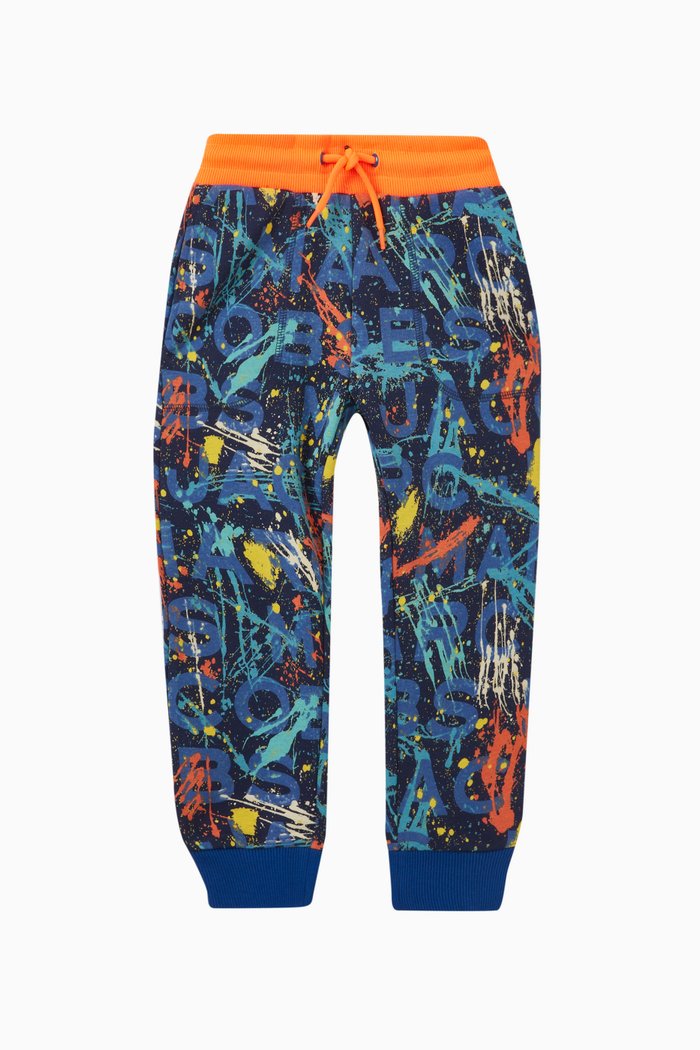 

Paint Splatter Print Sweatpants in Cotton Blend, Blue
