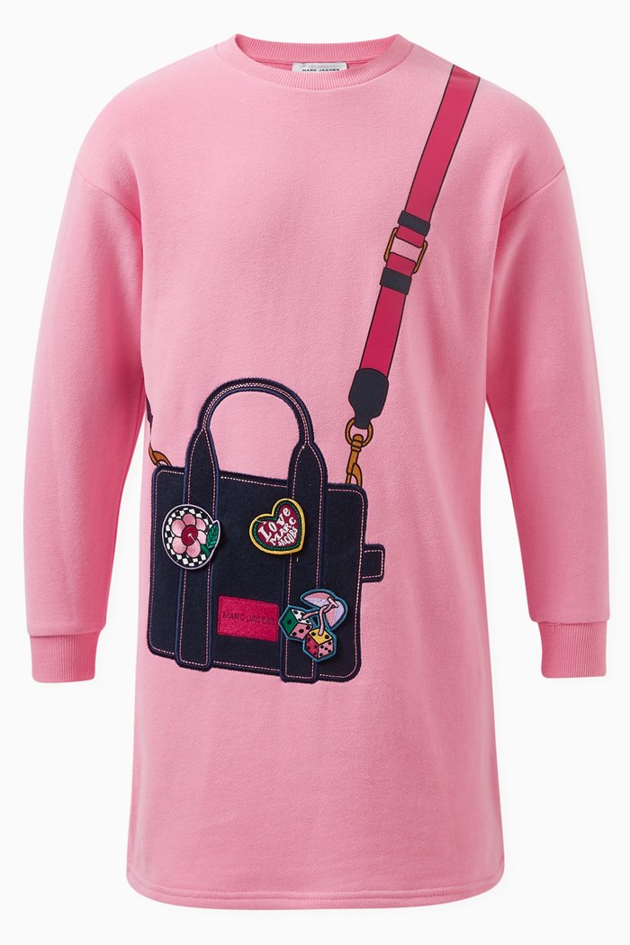 Bag Illustrated Dress in Cotton, Pink
