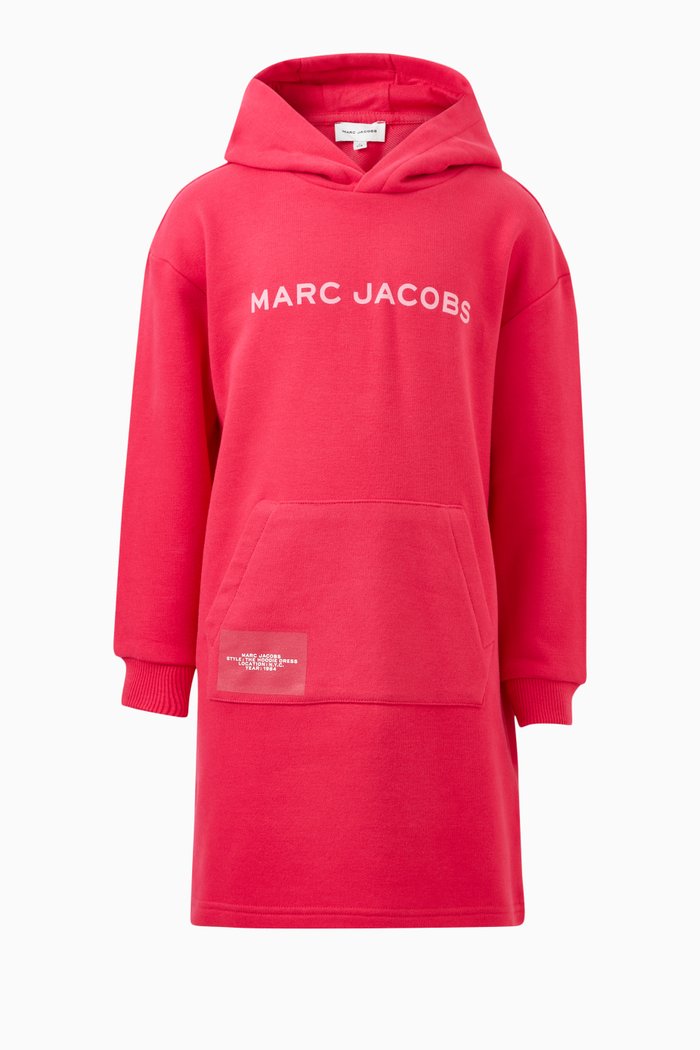 

Logo Hooded Dress in Cotton Blend, Pink