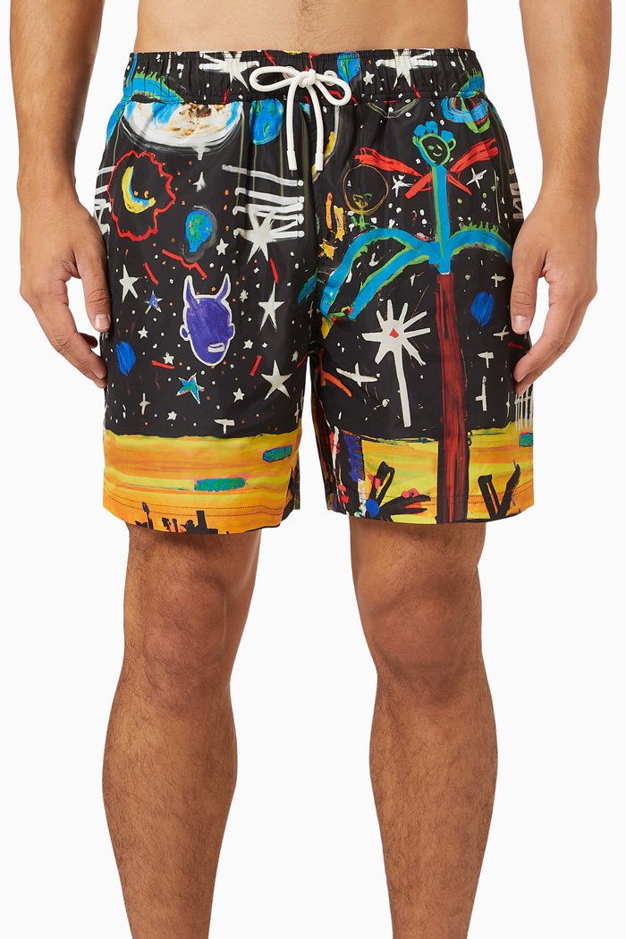 Starry Night Swim Shorts in Nylon, Multicolour