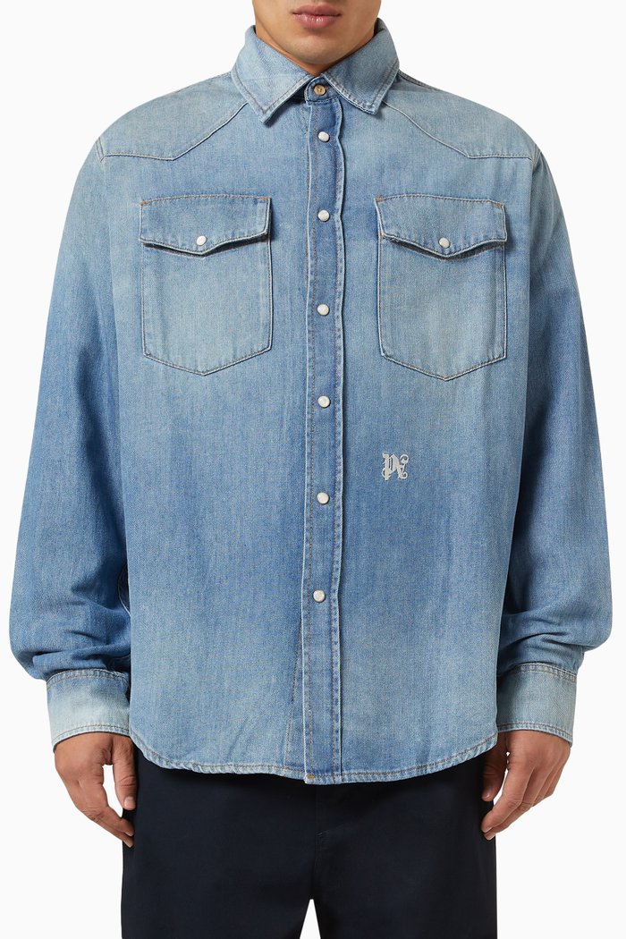 

Monogram Shirt in Denim, Blue