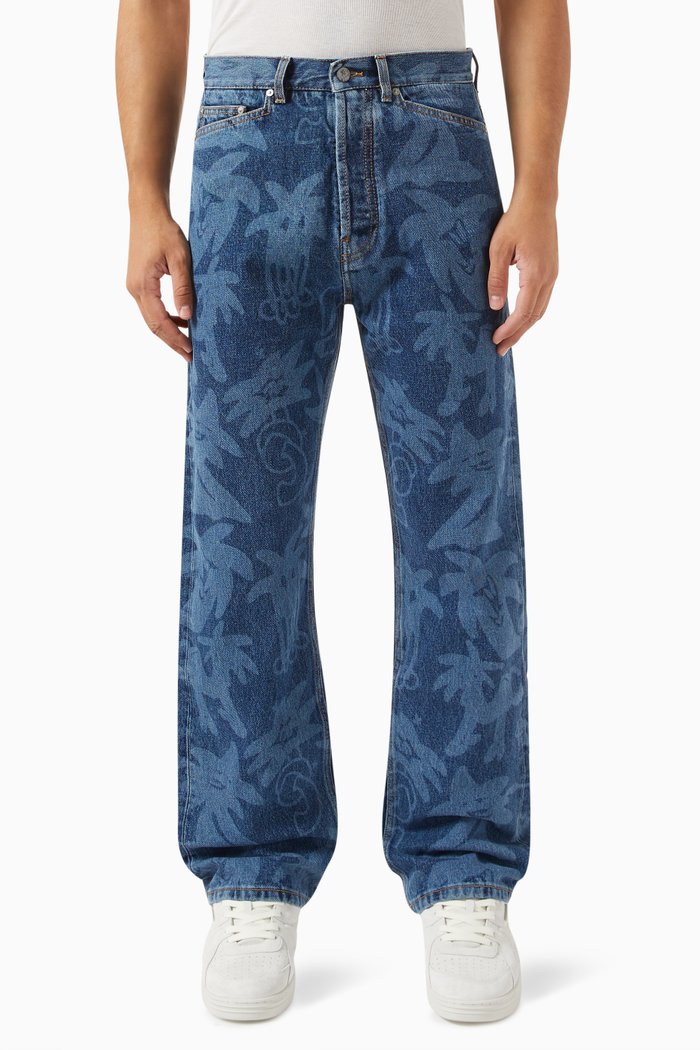

Palmity All-over Print Jeans, Blue