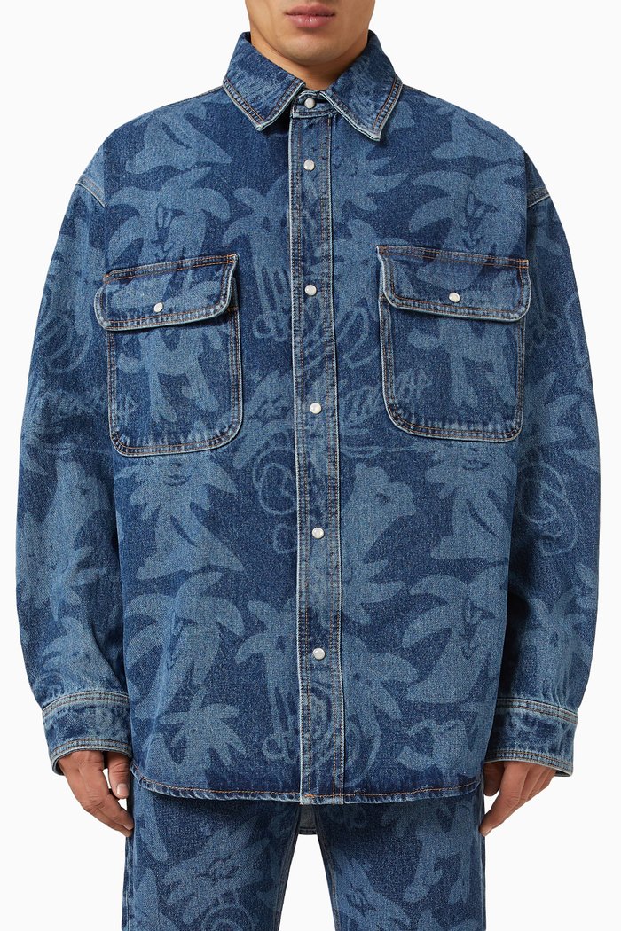 

Palmity Laser-print Shirt in Denim, Blue