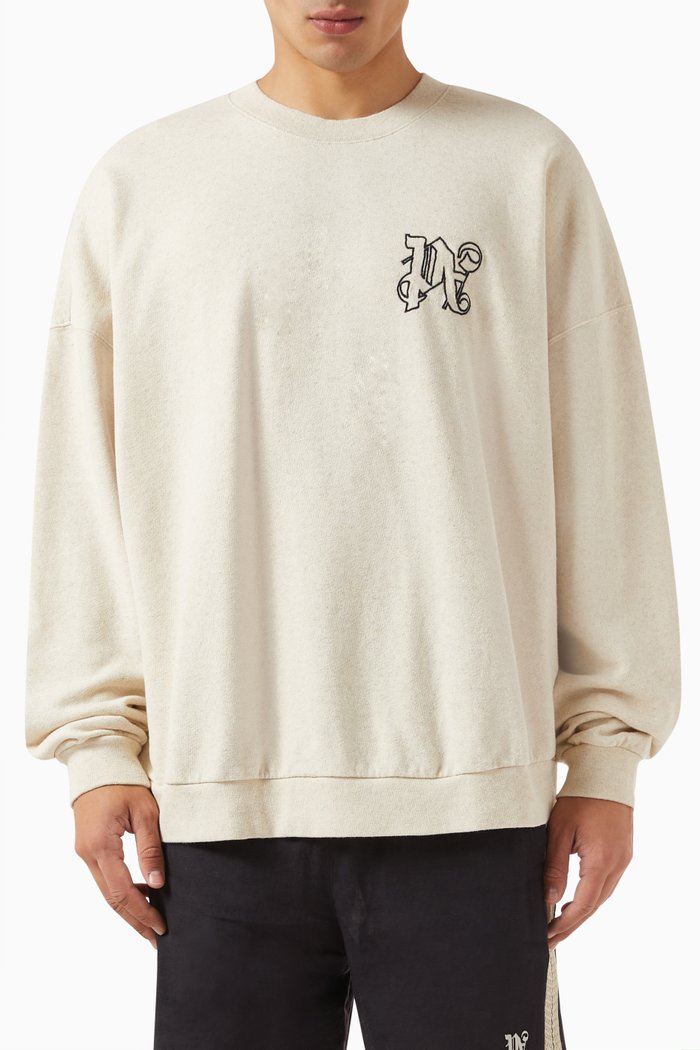 

Monogram Crewneck Sweatshirt in Linen-blend, Neutral