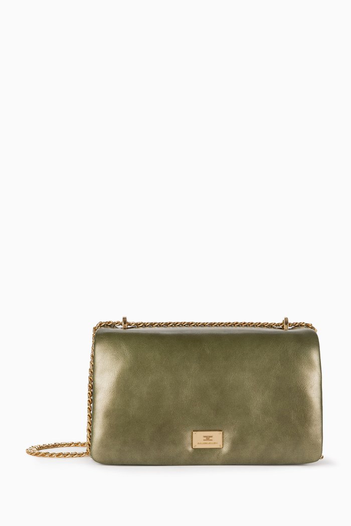 

Medium Puffy Bag in Faux Leather, Green