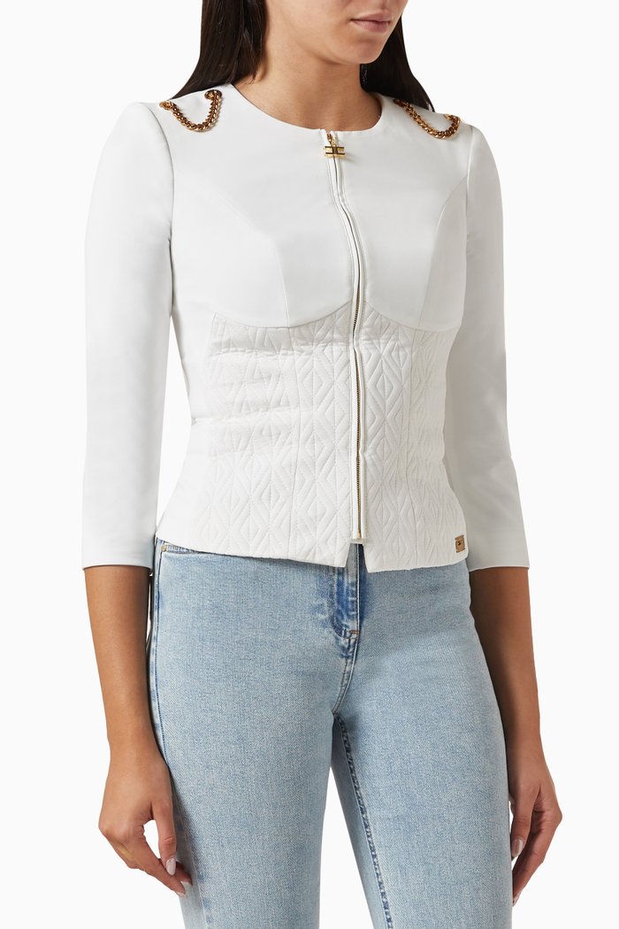 

Chain-detail Jacket in Jersey, White