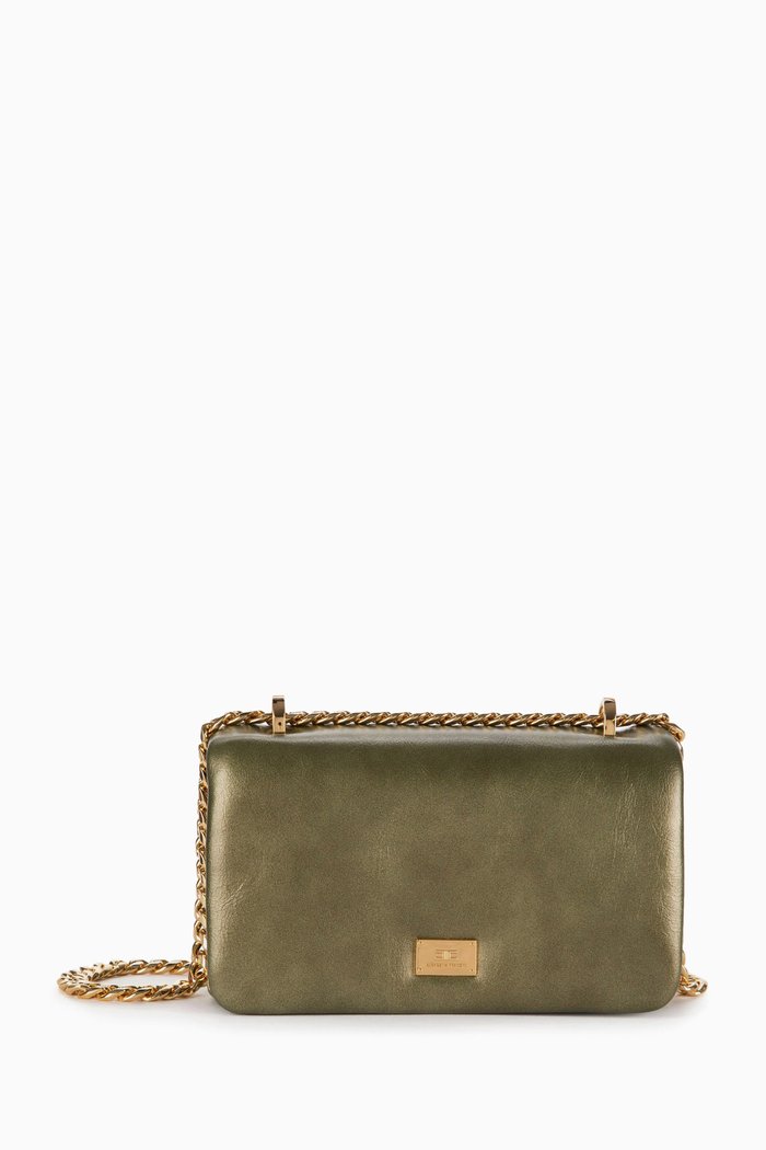 

Small Puffy Bag in Faux Leather, Green