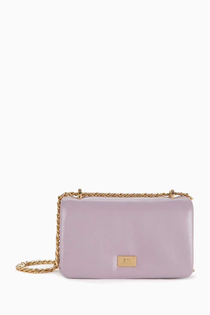 

Small Puffy Bag in Faux Leather, Purple