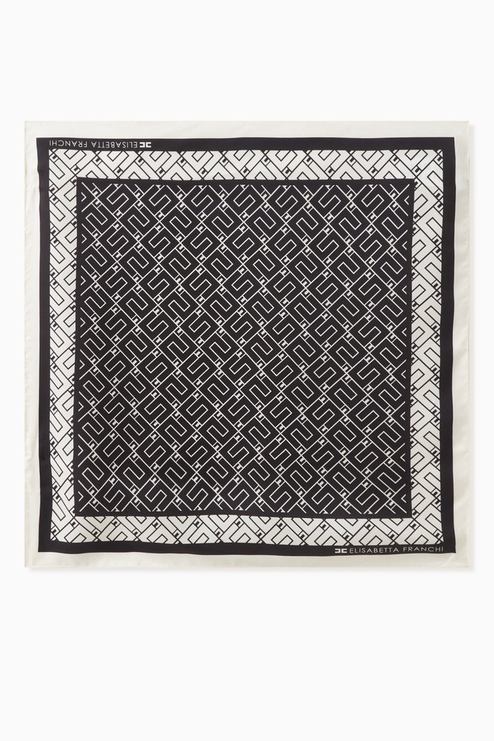 Foulard Scarf in Logo-print Silk Twill, Neutral