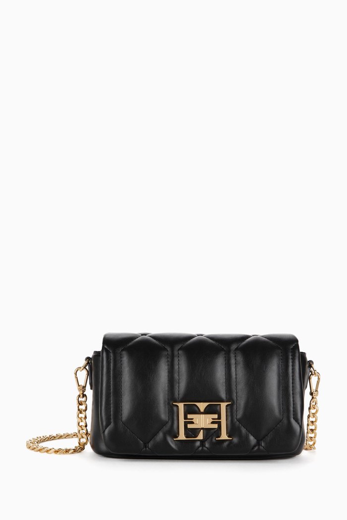 

Small Puffy Shoulder Bag in Faux Leather, Black