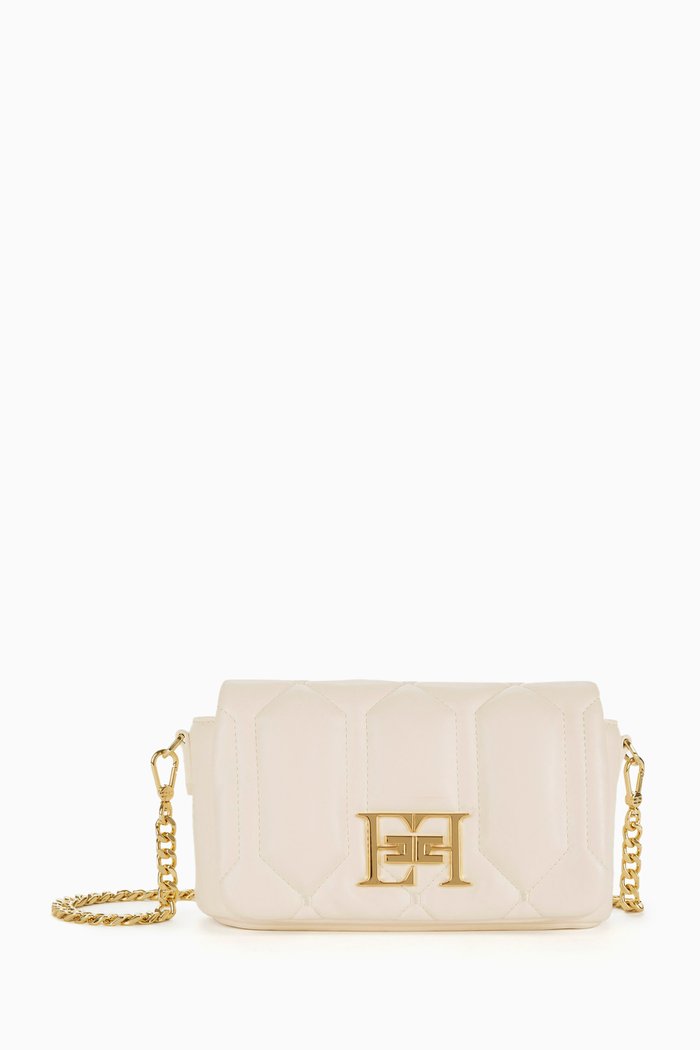 

Small Puffy Shoulder Bag in Faux Leather, Neutral