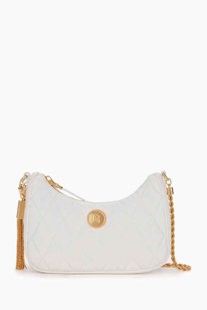 

Small Quilted Hobo Bag, White