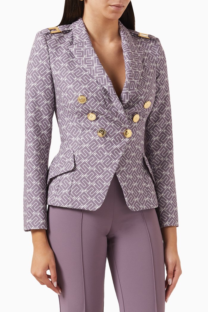 

Double-breasted Jacket in Crepe, Purple