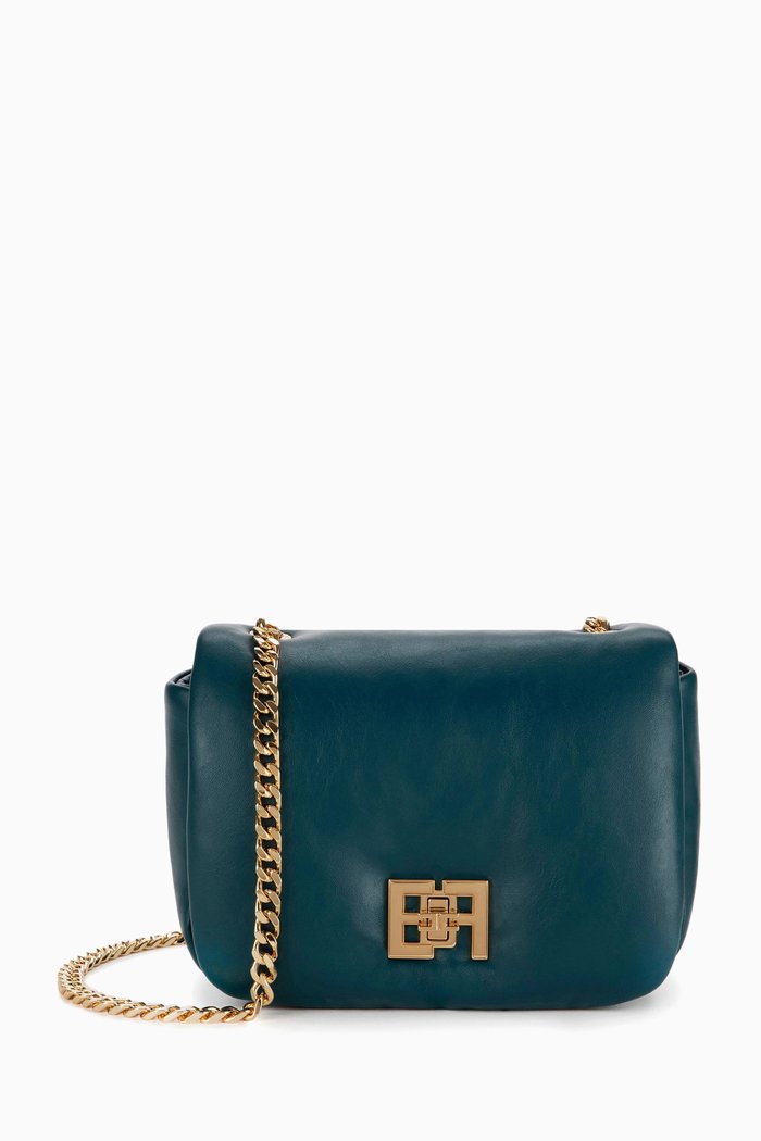 

Small Puffy Crossbody Bag in Faux Leather, Green