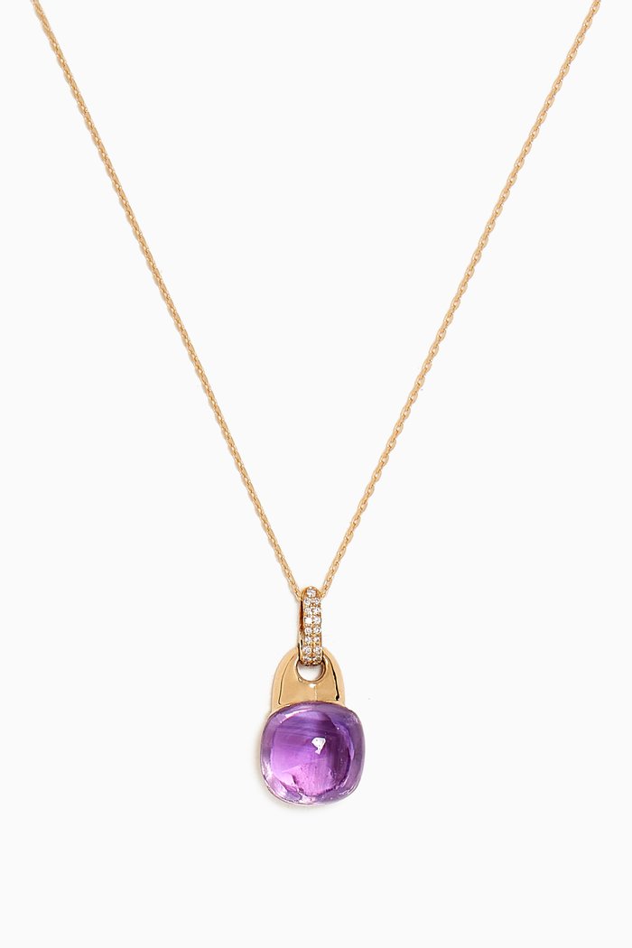 

Dew Drop Diamond & Amethyst Necklace in 18kt Gold, Yellow