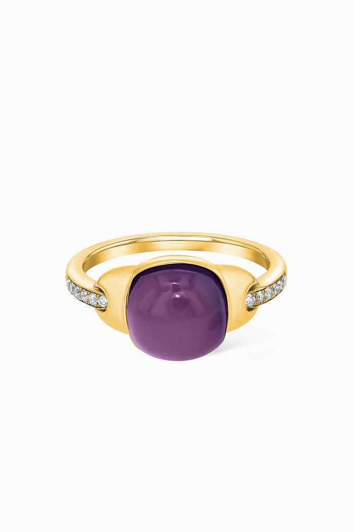 

Dew Drop Diamond & Amethyst Ring in 18kt Gold, Yellow