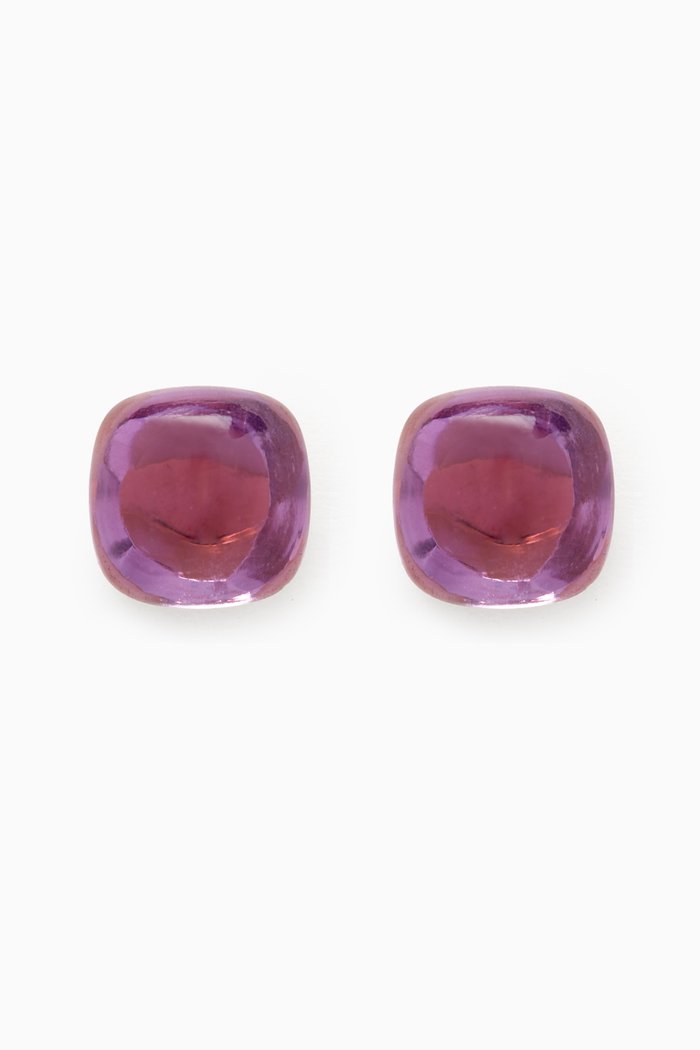 

Dew Drop Small Amethyst Stud Earrings in 18kt Gold, Yellow