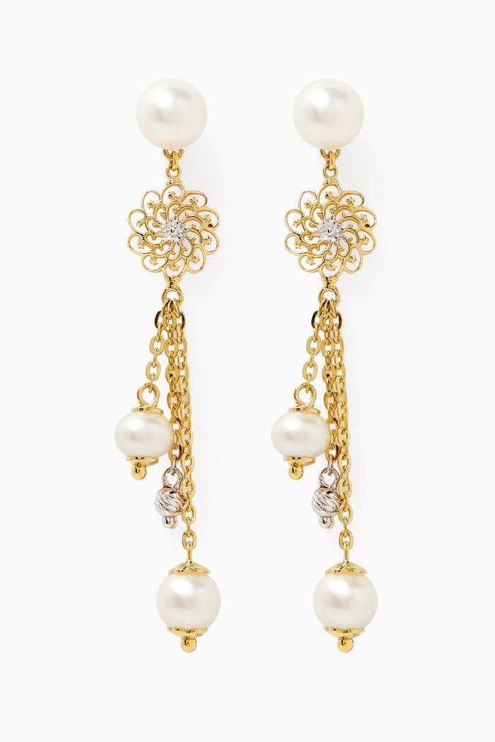 

Kiku Freshwater Pearl Earrings in 18kt Gold, Multicolour