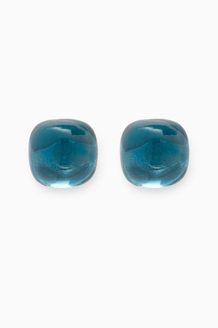 

Dew Drop Small London Blue Topaz Stud Earrings in 18kt White Gold