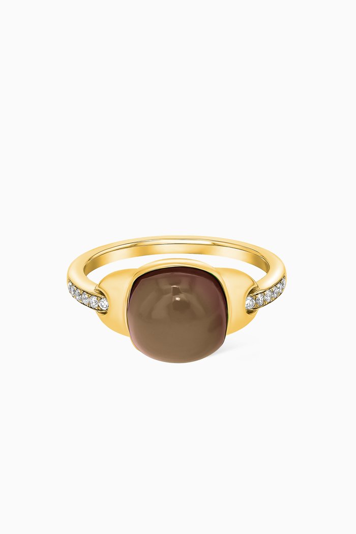 

Dew Drop Diamond & Smoky Quartz Ring in 18kt Gold, Yellow