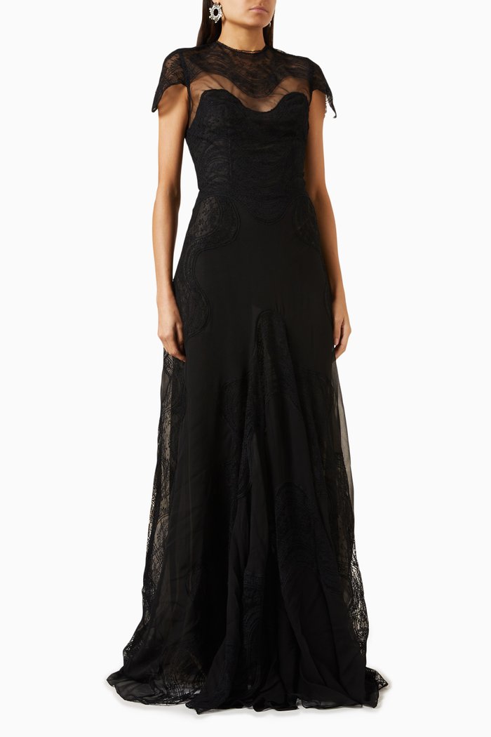 

Lollobrigida Gown in Silk-georgette, Black
