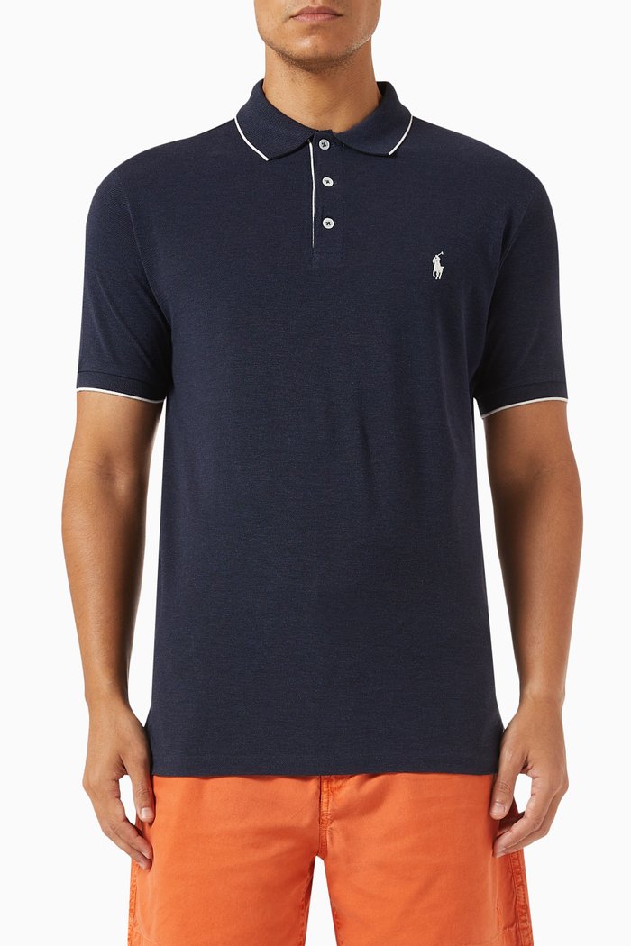 

Polo Shirt in Cotton Piqué, Blue