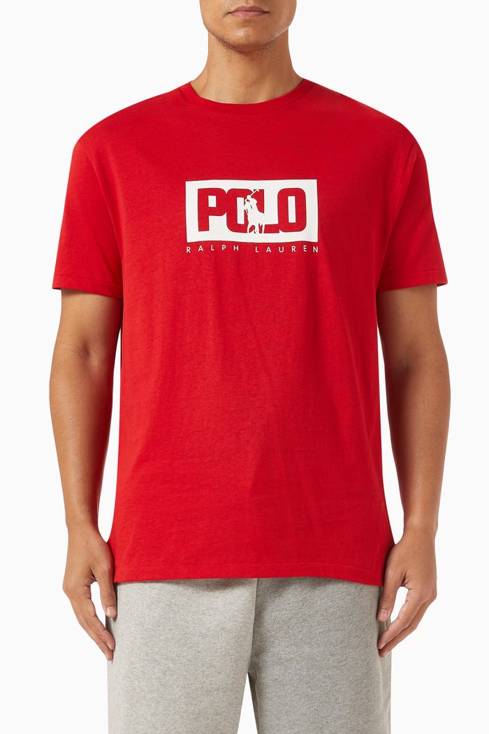 

Printed T-shirt in Cotton Jersey, Red
