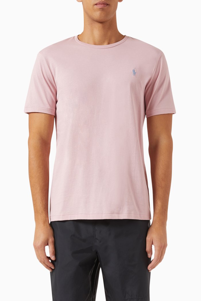 

Logo Embroidered T-shirt in Cotton, Pink