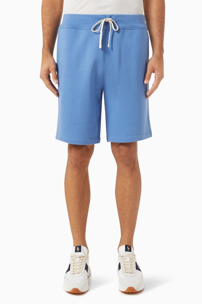 

Athletic Logo Sweatshorts in Cotton-blend Knit, Blue