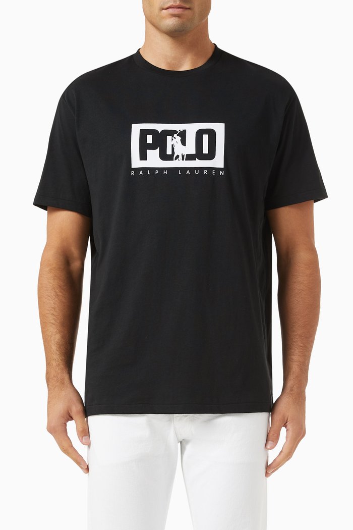 

Printed T-shirt in Cotton Jersey, Black
