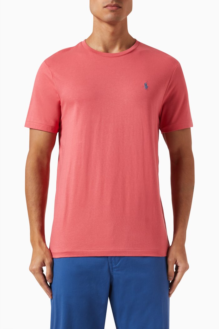 

Logo Embroidered T-shirt in Cotton Jersey, Red