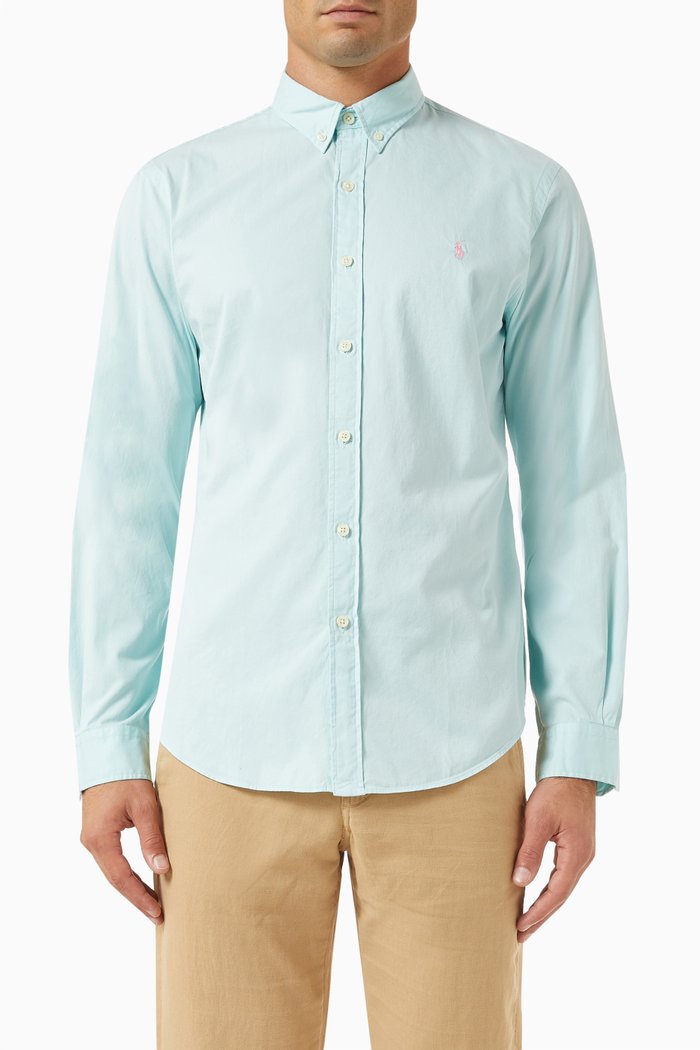 

Slim-fit Shirt in Cotton-poplin, Blue