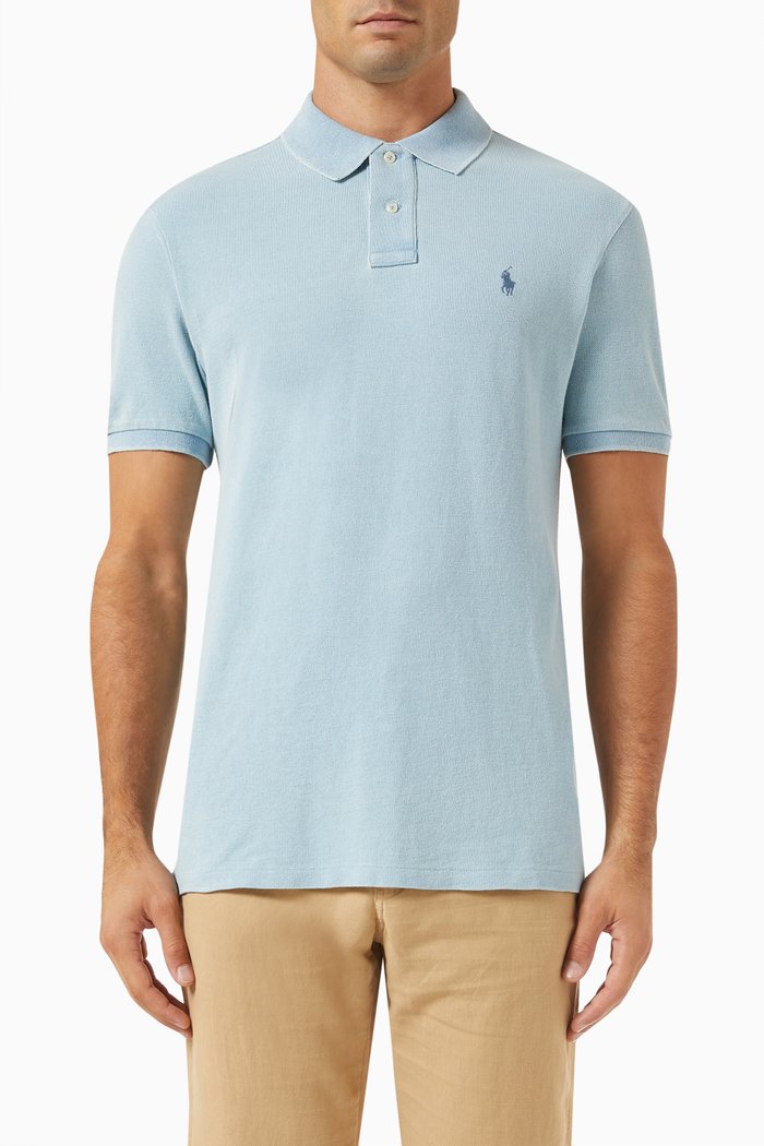 

Logo Polo Shirt in Cotton-mesh, Blue