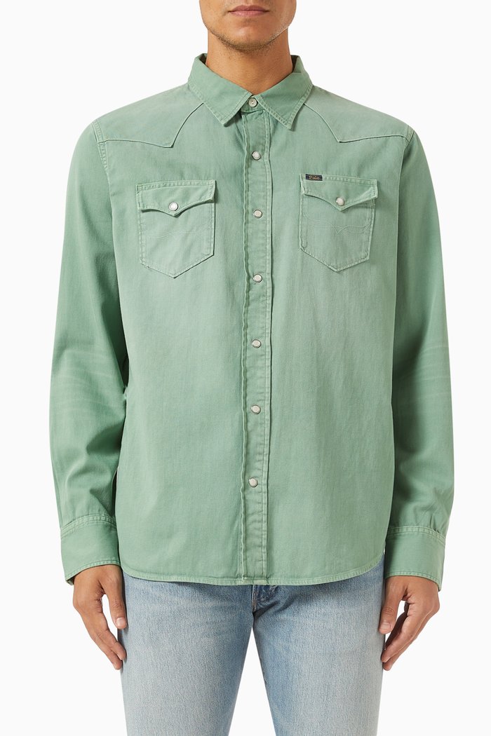 

Logo Tab Shirt in Cotton, Green