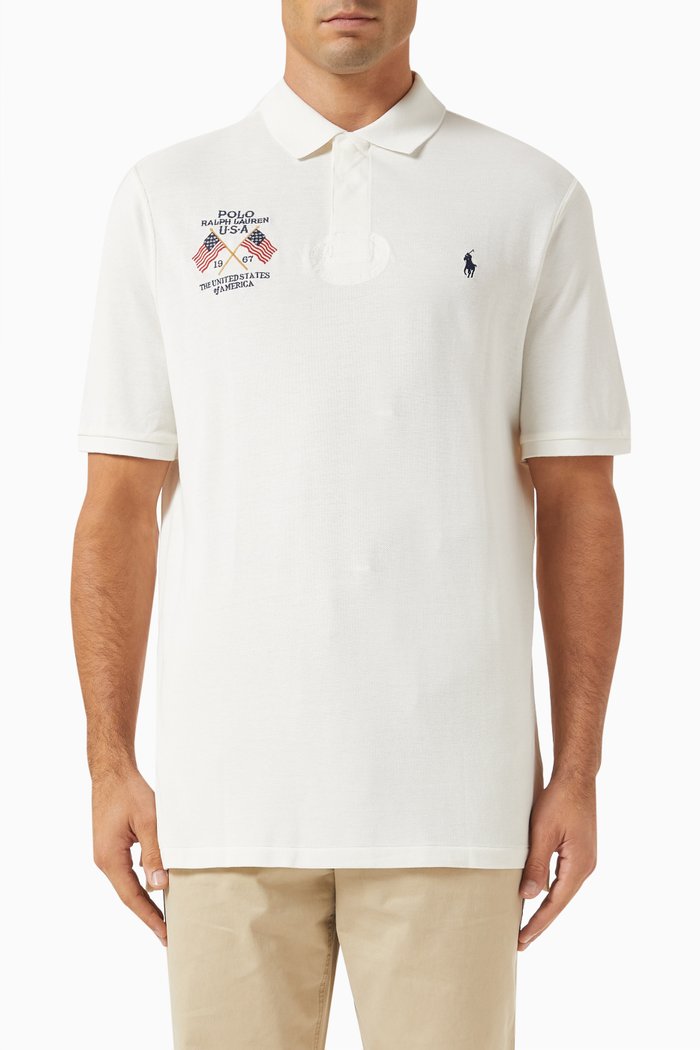 

Classic-fit Logo Polo Shirt in Cotton-mesh, Neutral