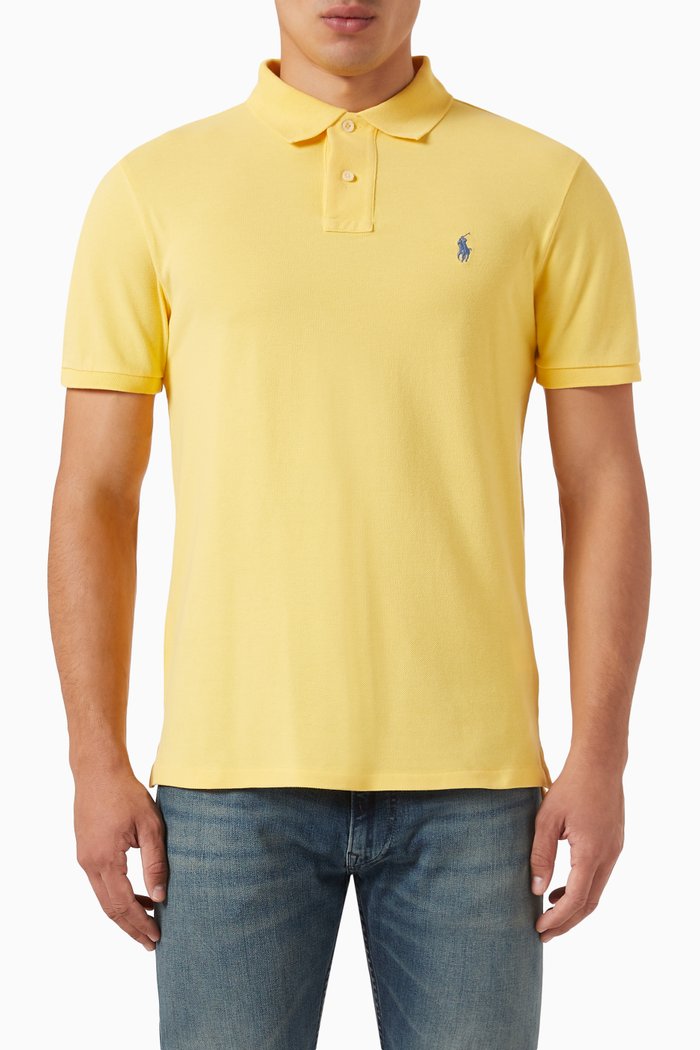 

Slim-fit Polo Shirt in Cotton Piqué, Yellow