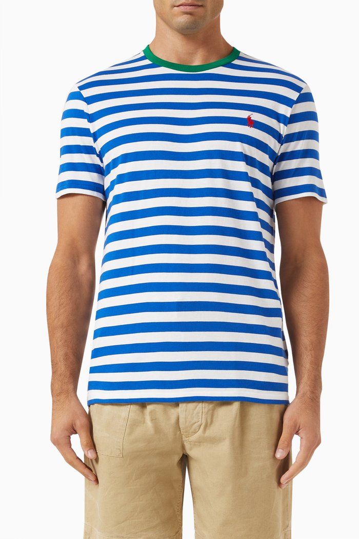 

Striped Logo T-shirt in Cotton-jersey, Blue