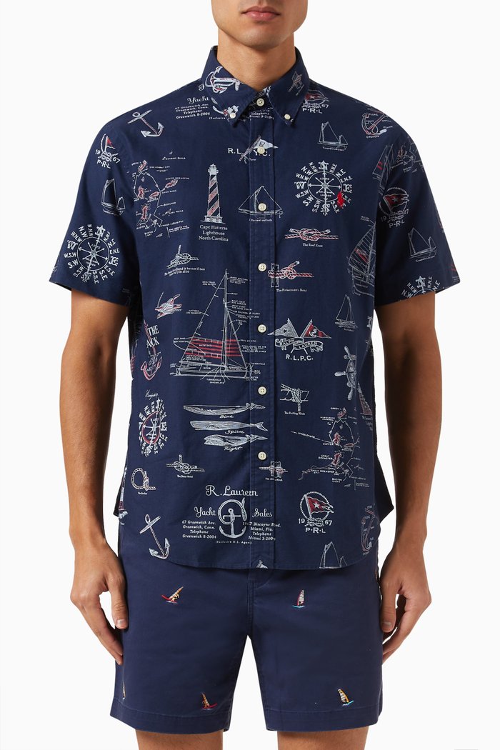 

Short Sleeved Sport Shirt in Cotton, Multicolour