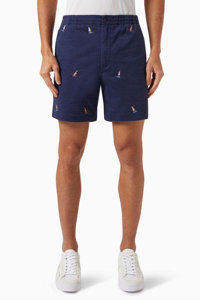 

Prepster Embroidered Shorts in Cotton, Multicolour
