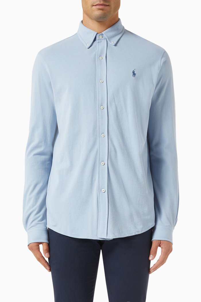 

Featherweight Logo Shirt in Cotton-mesh, Blue