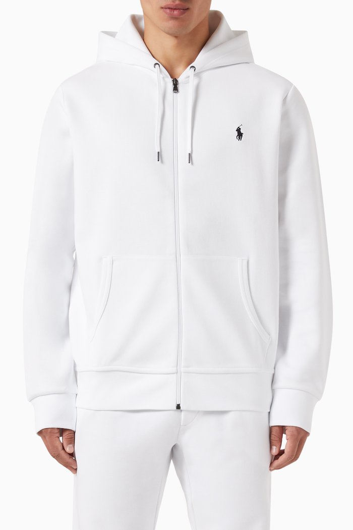

Full-Zip Hoodie in Cotton Blend, White