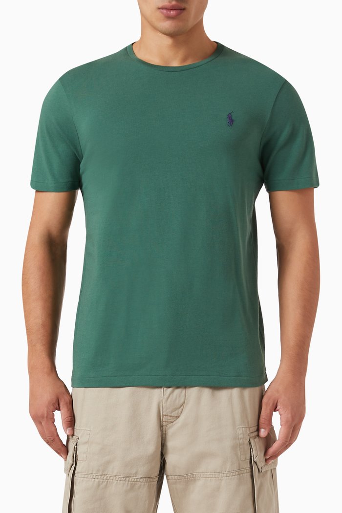 

Logo Embroidered T-shirt in Cotton Jersey, Green