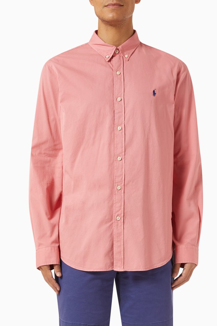 Logo Shirt in Linen, Pink