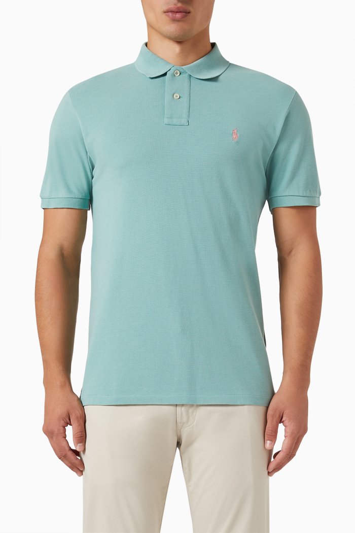 

Slim Fit Polo Shirt in Cotton, Green