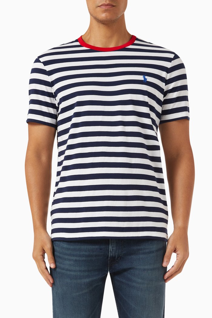 

Striped T-shirt in Cotton Jersey, Blue