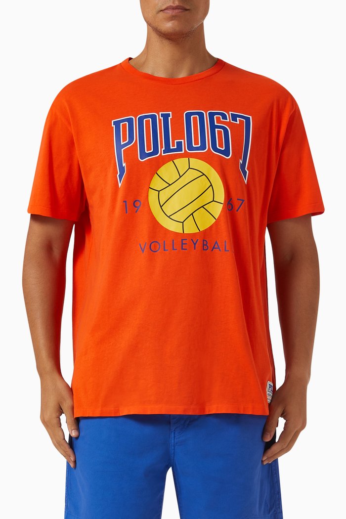 

Printed T-shirt in Cotton Jersey, Orange