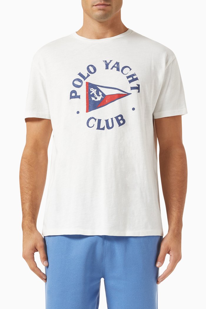 Classic Fit Polo Yacht Club T-shirt in Cotton Jersey, Neutral