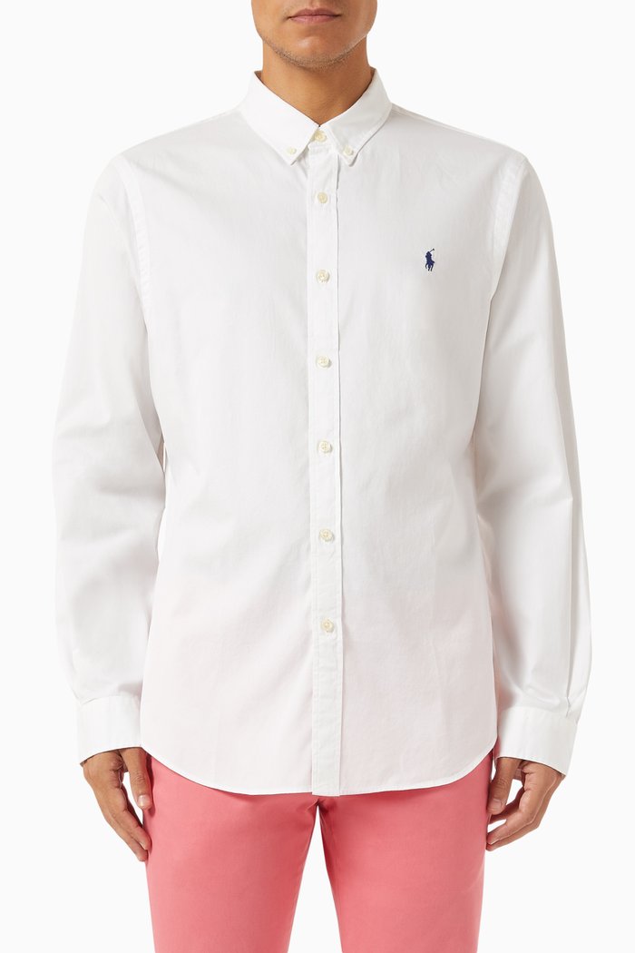 Logo Shirt in Linen, White