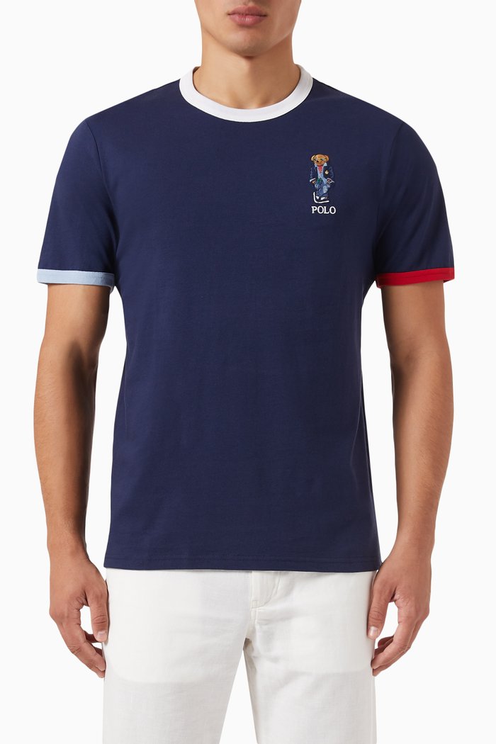 

Polo Bear Slim-fit T-shirt in Cotton Jersey, Blue